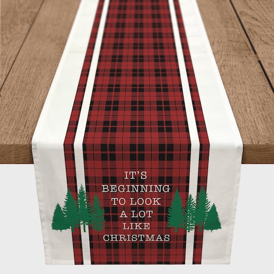90" Look Like Christmas Plaid Table Runner